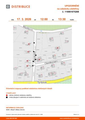upozornění na odstávku elektřiny 